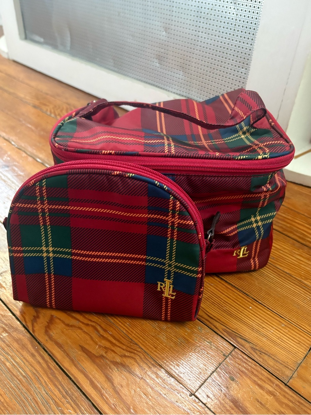 Lauren by Ralph Lauren Red Tartan Cosmetic Bag Set